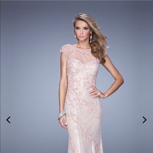 La Femme 20892 Lace Embellished Sheer Evening Gown
